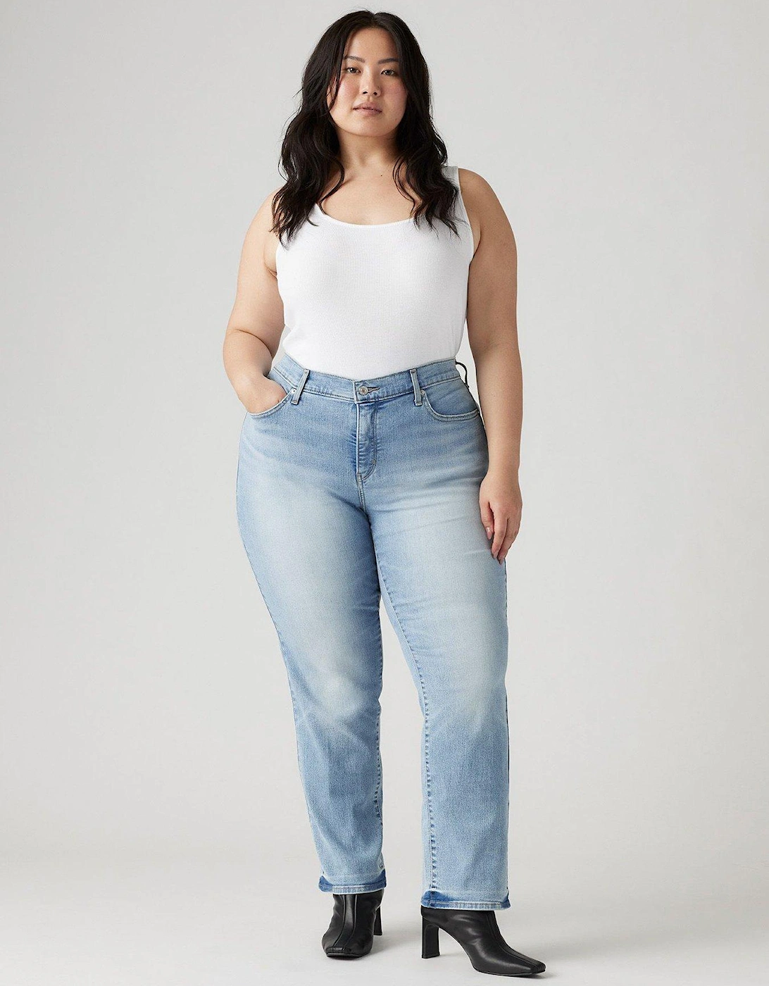 314T Shaping Straight Jeans (plus Size) - Twice The Time Plus - Blue, 2 of 1