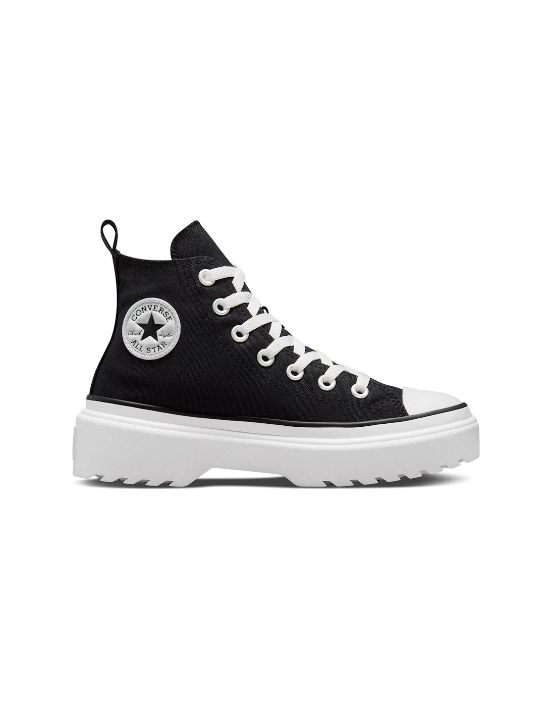 Junior Girls Lugged Lift Canvas Hi Top Trainers - Black, 7 of 6