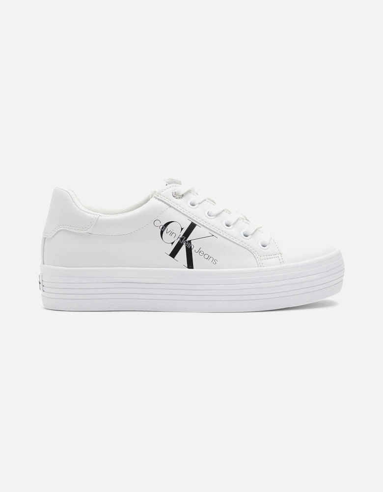 Leather Platform Logo Trainers - White