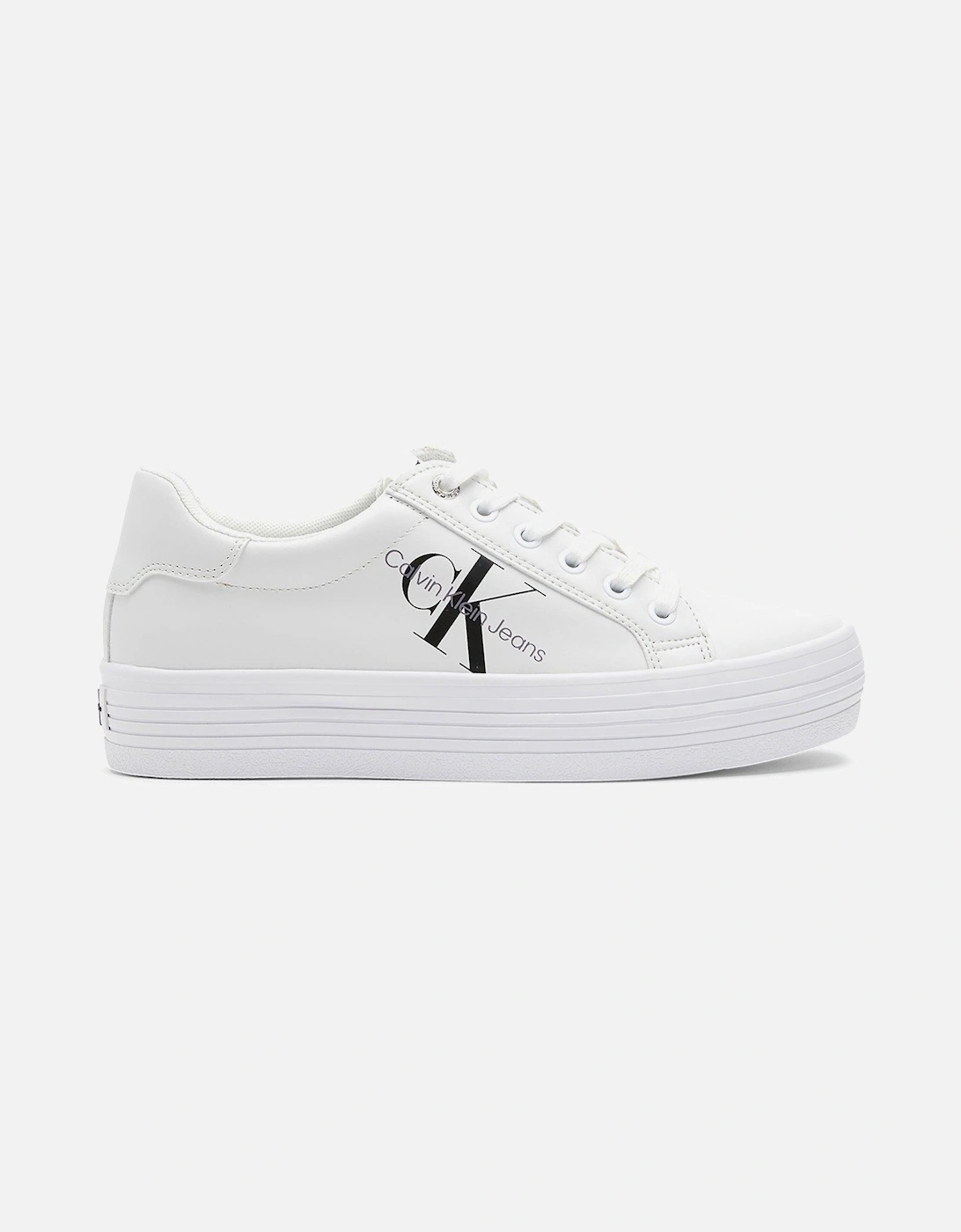 Leather Platform Logo Trainers - White, 2 of 1