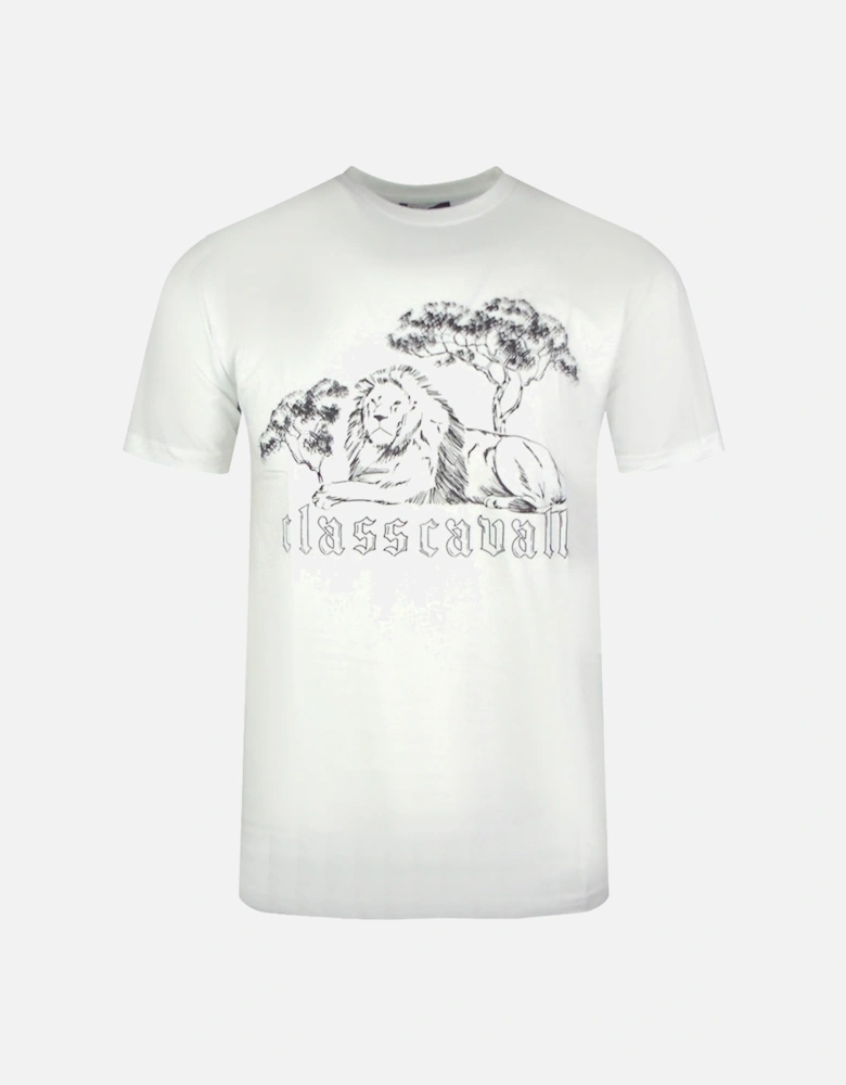 Cavalli Class Resting Lion Design White T Shirt