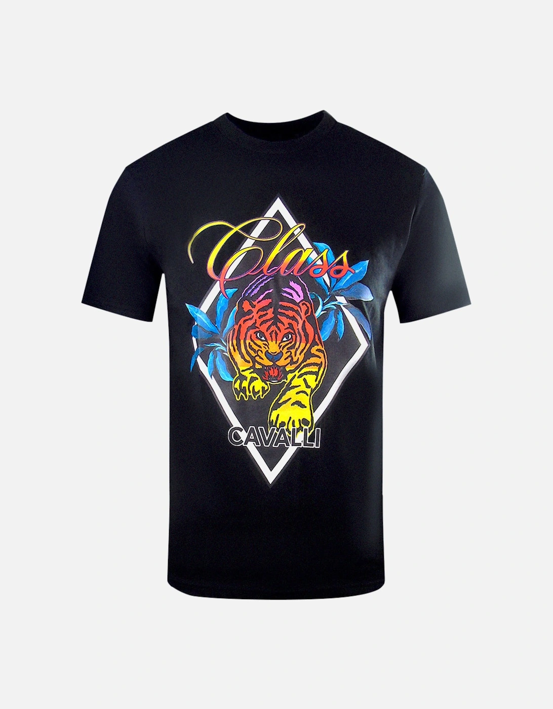 Cavalli Class Diamond Tiger Design Black T Shirt, 3 of 2