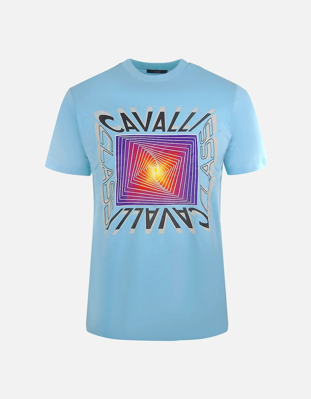 Cavalli Class Asymmetric Box Design Light Blue T Shirt, 3 of 2