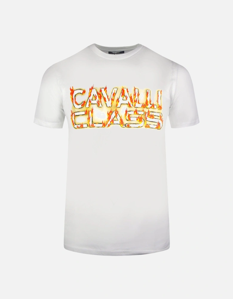 Cavalli Class Flaming Logo White T Shirt