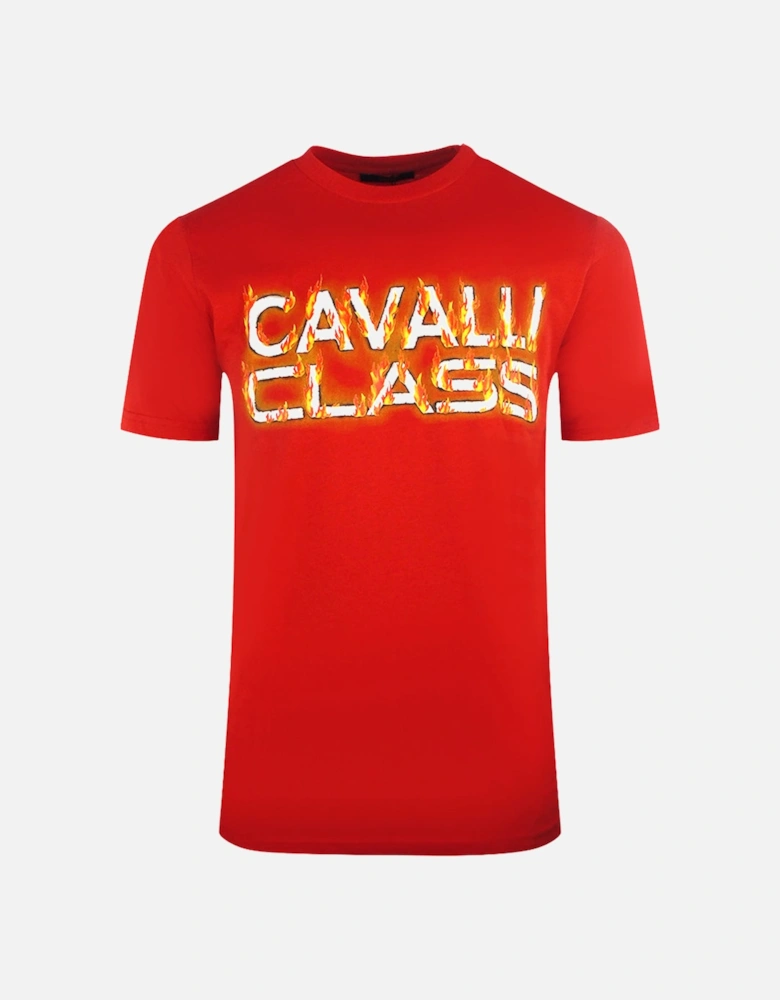 Cavalli Class Flaming Logo Red T Shirt