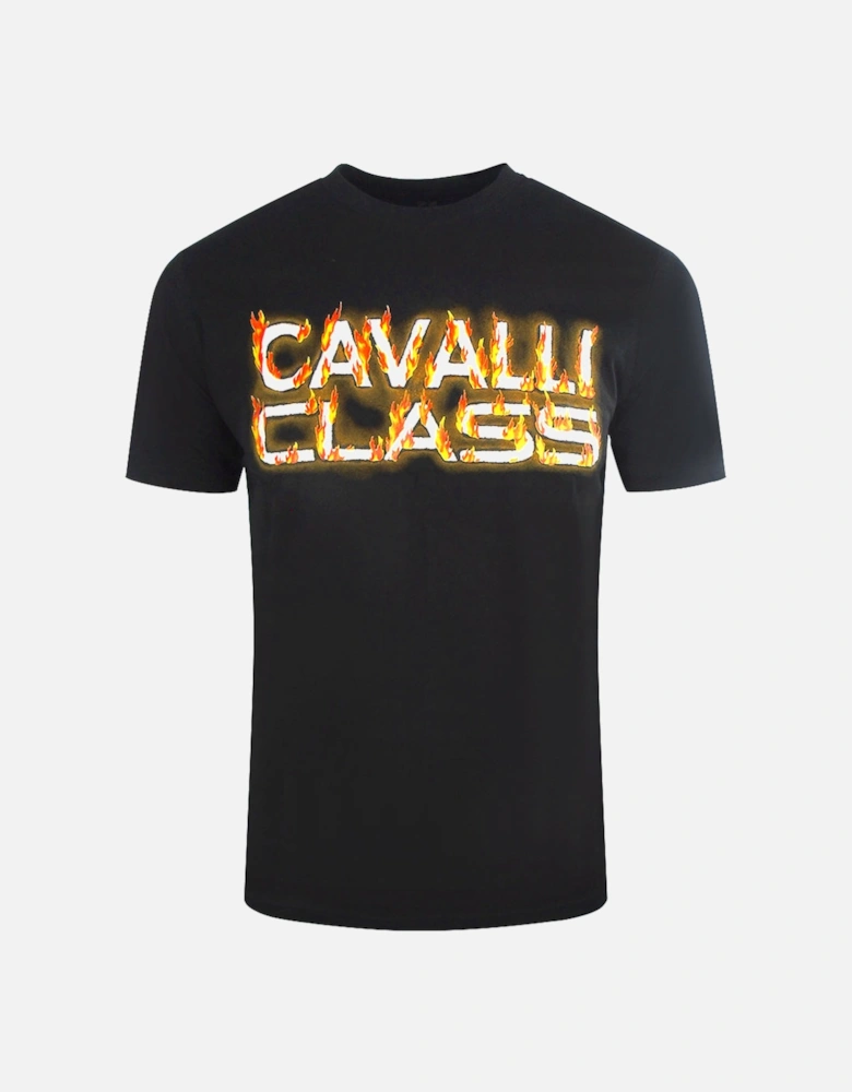 Cavalli Class Flaming Logo Black T Shirt