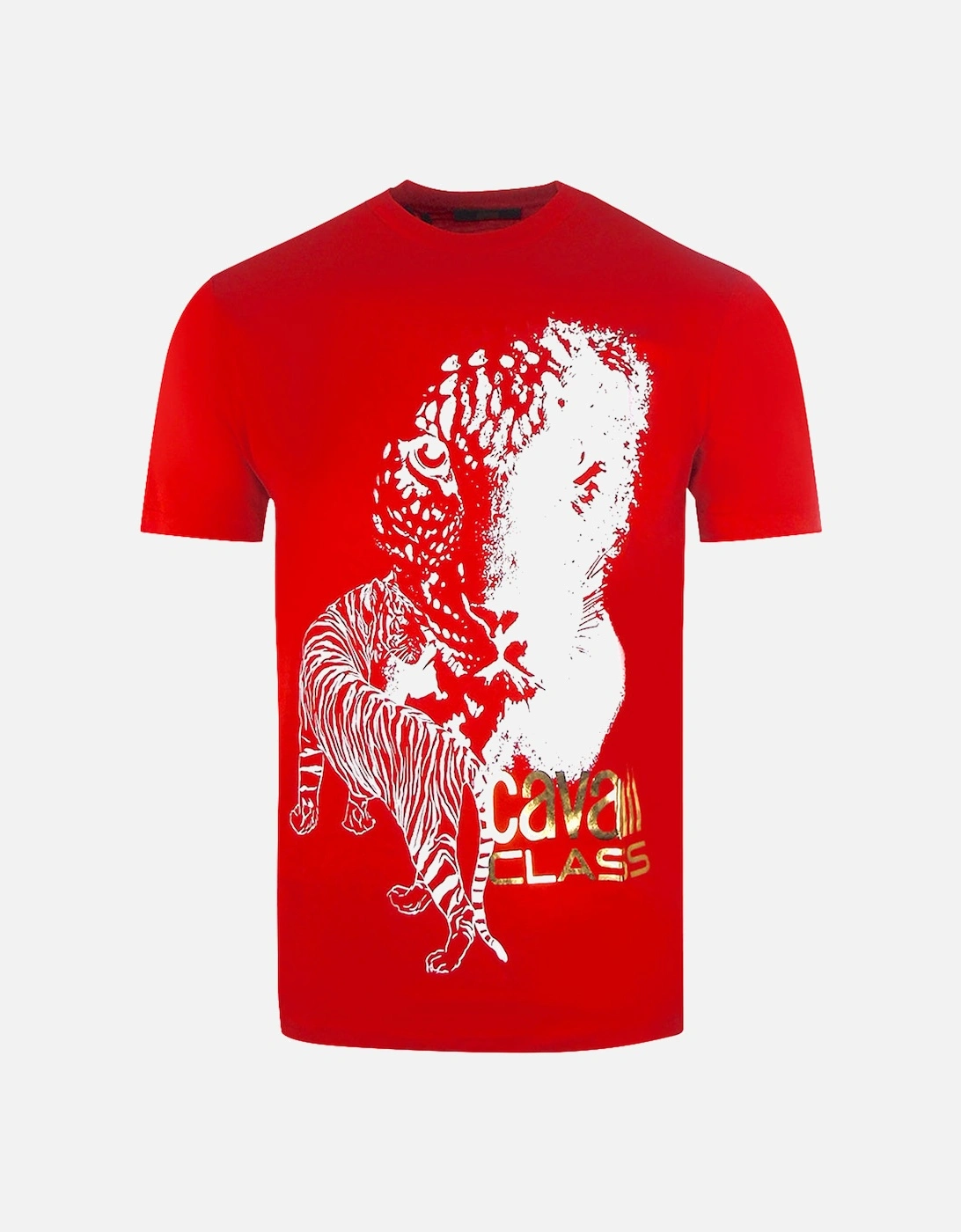 Cavalli Class Large Tiger Design Red T Shirt, 3 of 2