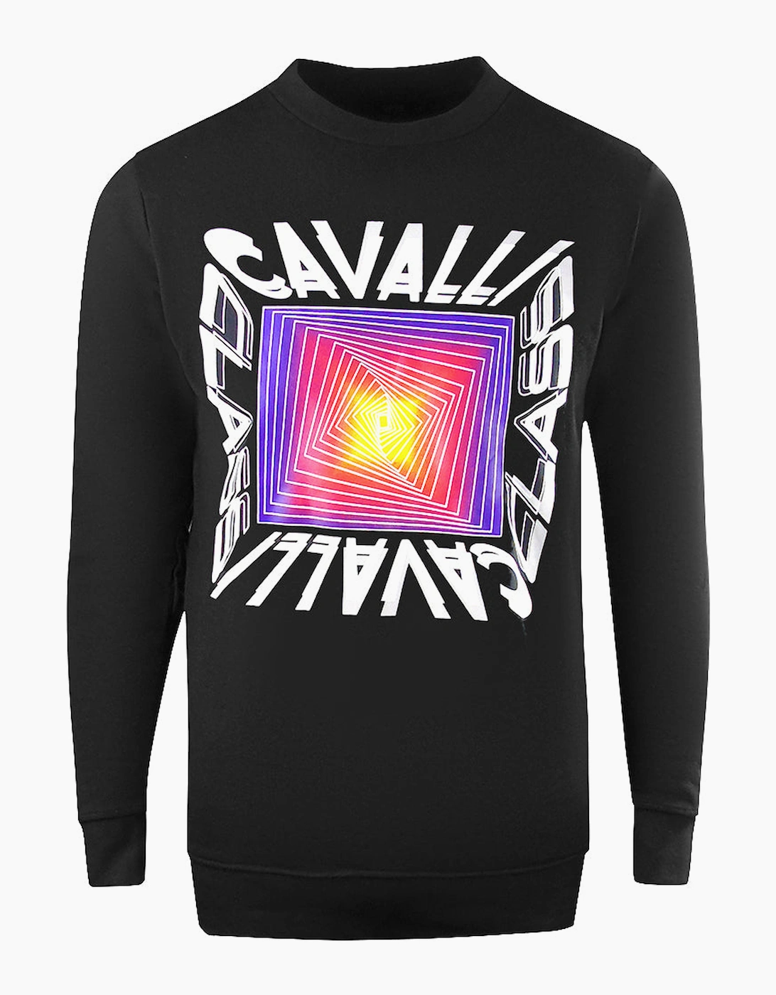 Roberto Cavalli Men's Black/Black Cavalli Class Asymmetric Box Design Sweatshirt - Size: 44