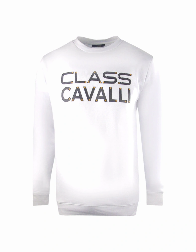 Cavalli Class Large Bold Logo Design White Sweatshirt