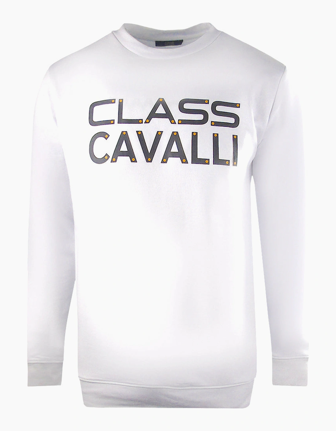 Roberto Cavalli Men's White Cavalli Class Bold Logo Design Sweatshirt  42 Xl