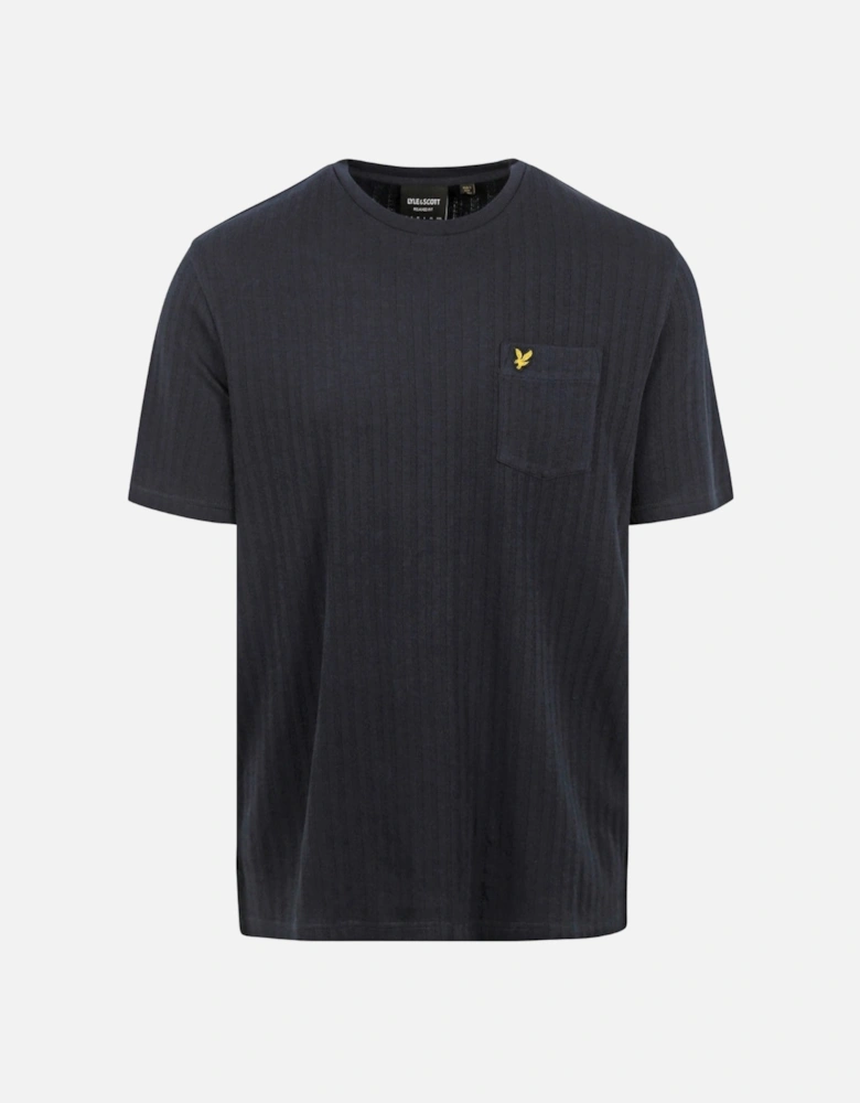 Lyle Scott Pocket Logo Textured Dark Navy T Shirt