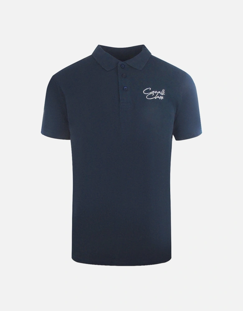 Cavalli Class Signature Logo Navy Blue Polo Shirt