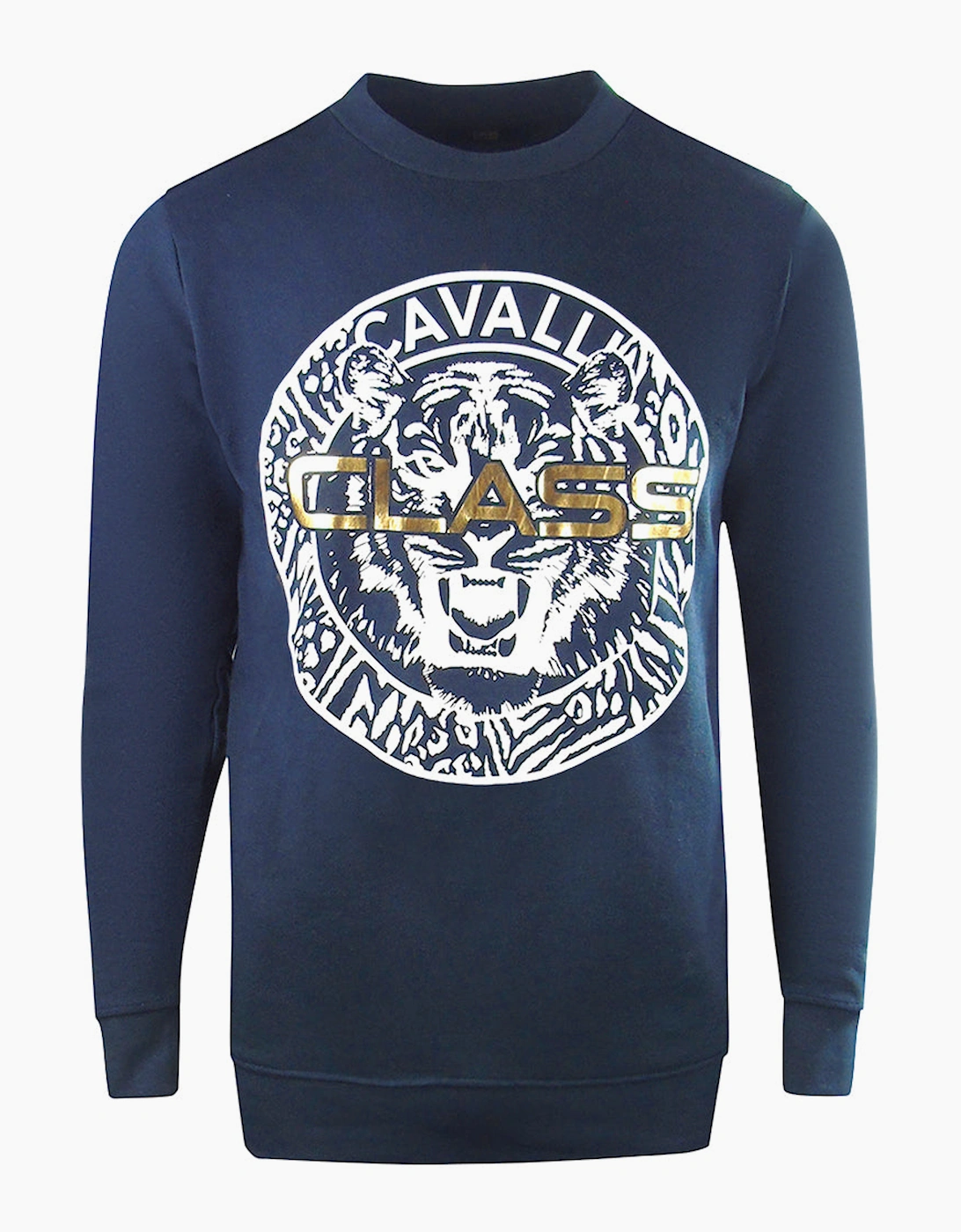 Roberto Cavalli Men's Cavalli Class Large Circle Logo Navy Blue Sweatshirt