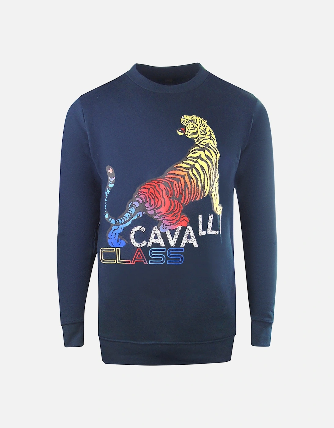 Cavalli Class Bold Tiger Design Navy Blue Sweatshirt, 3 of 2