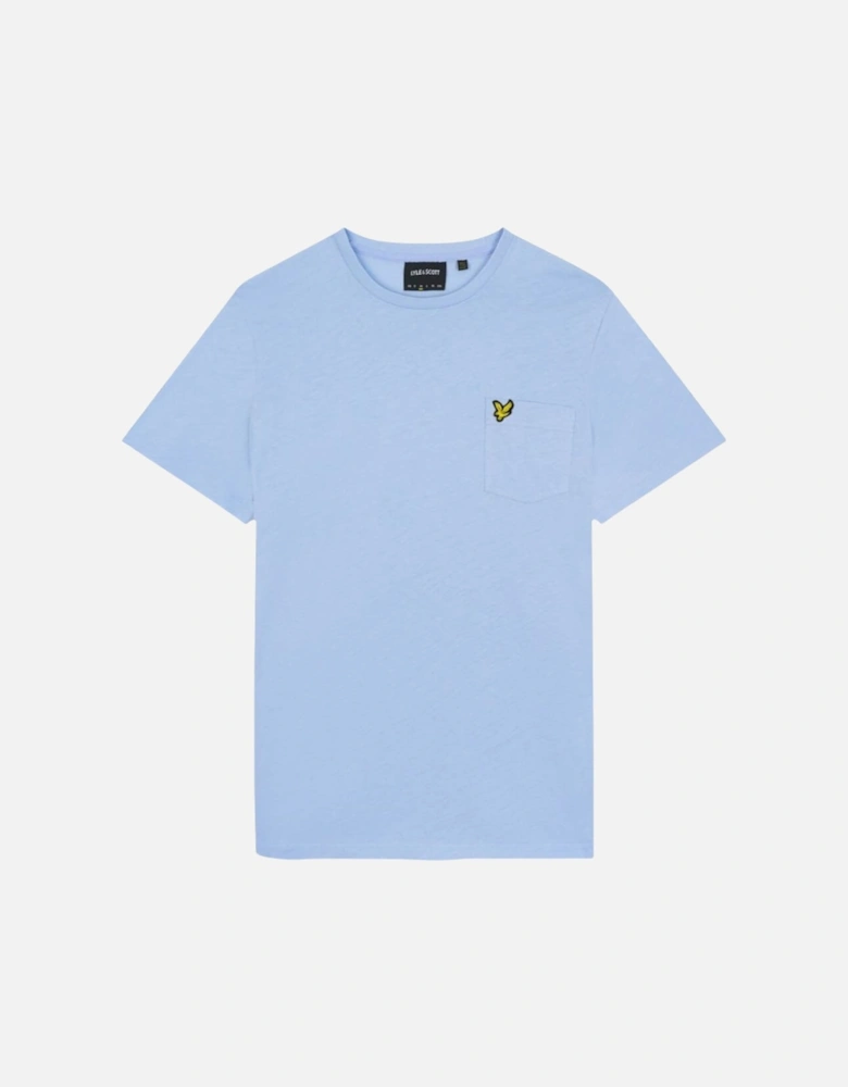 Lyle Scott Branded Chest Logo Pocket Light Blue T Shirt