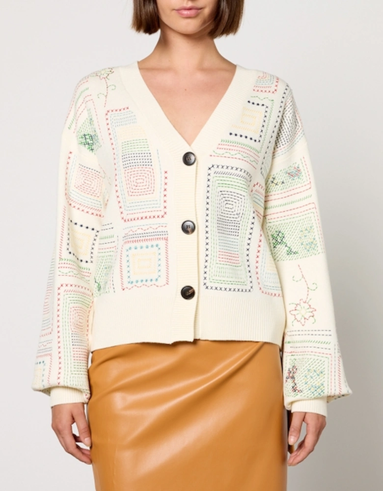 Work Embroidered Knit Cardigan