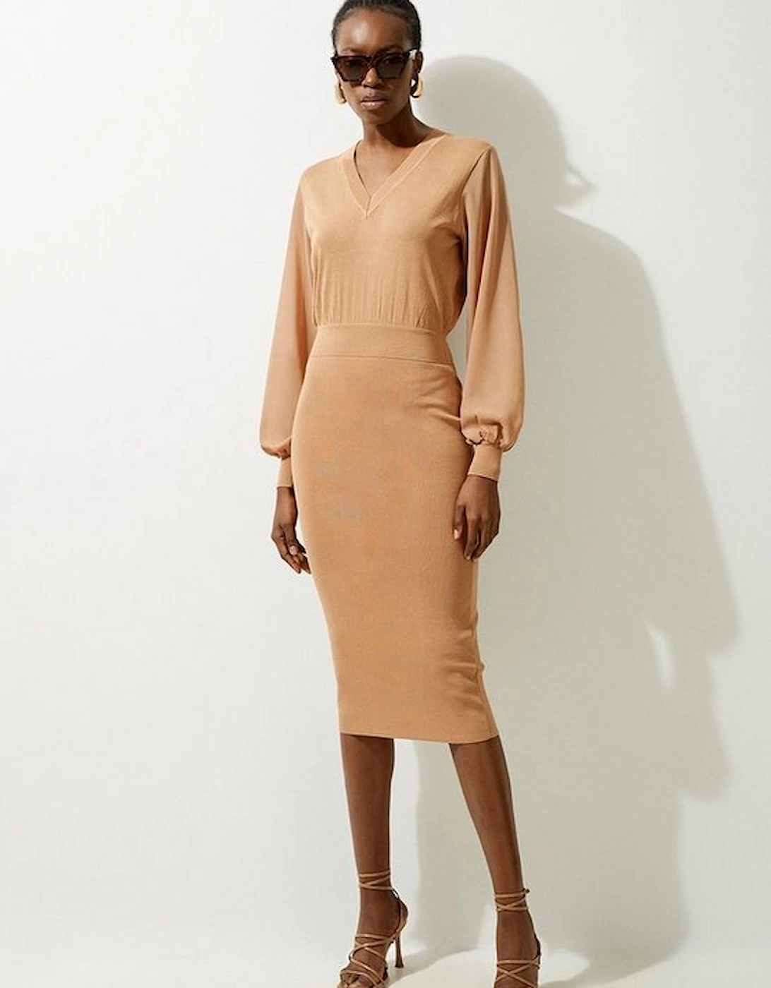 Light Weight Summer Knit Midi Pencil Dress, 5 of 4