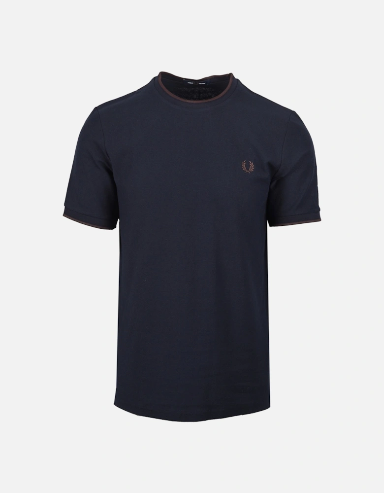 Crepe Pique T Shirt Navy