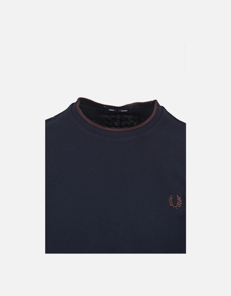 Crepe Pique T Shirt Navy