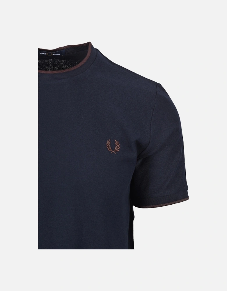 Crepe Pique T Shirt Navy