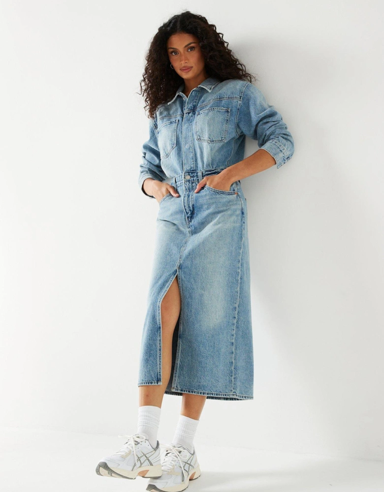 Western Denim Midi Dress - Feeling This