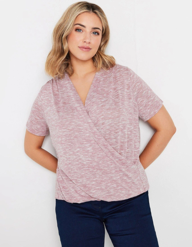 Short Sleeve Wrap Top - Pink