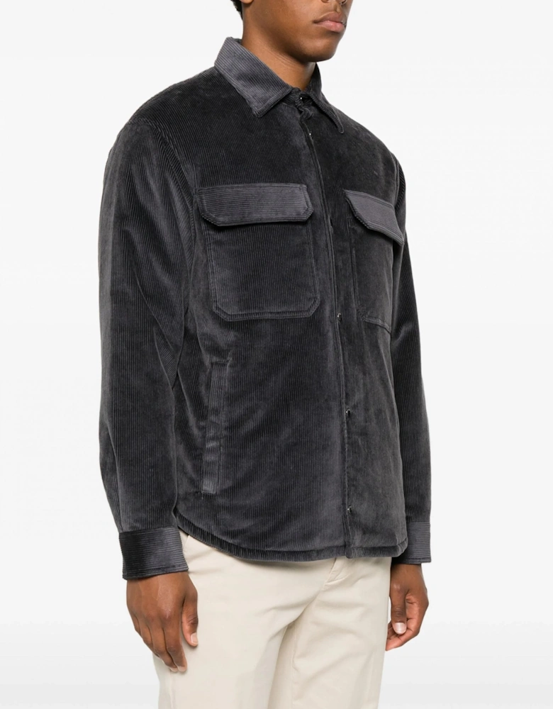 Corduroy Patch Pocket Overshirt Grey