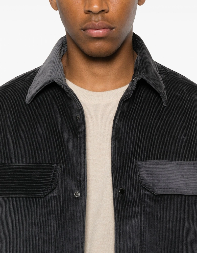 Corduroy Patch Pocket Overshirt Grey