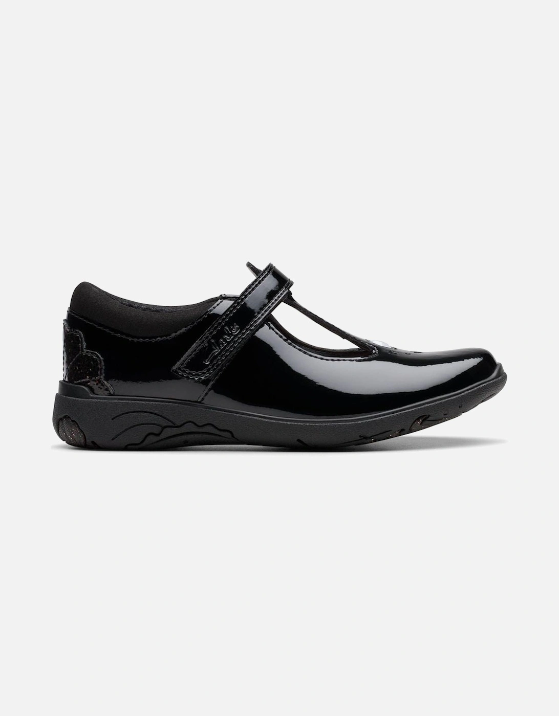 Relda Gem black patent school shoe