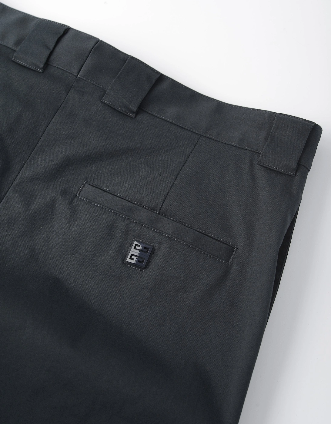 Straight Leg Cotton Trousers Navy