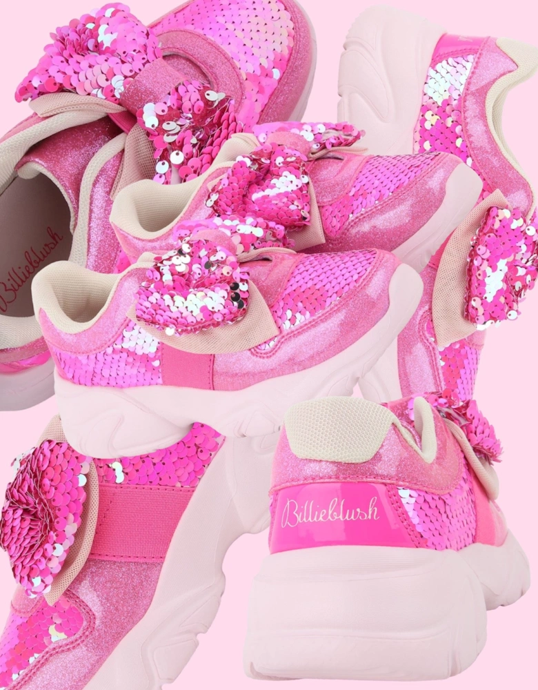 Pink Sequin Bow Trainers