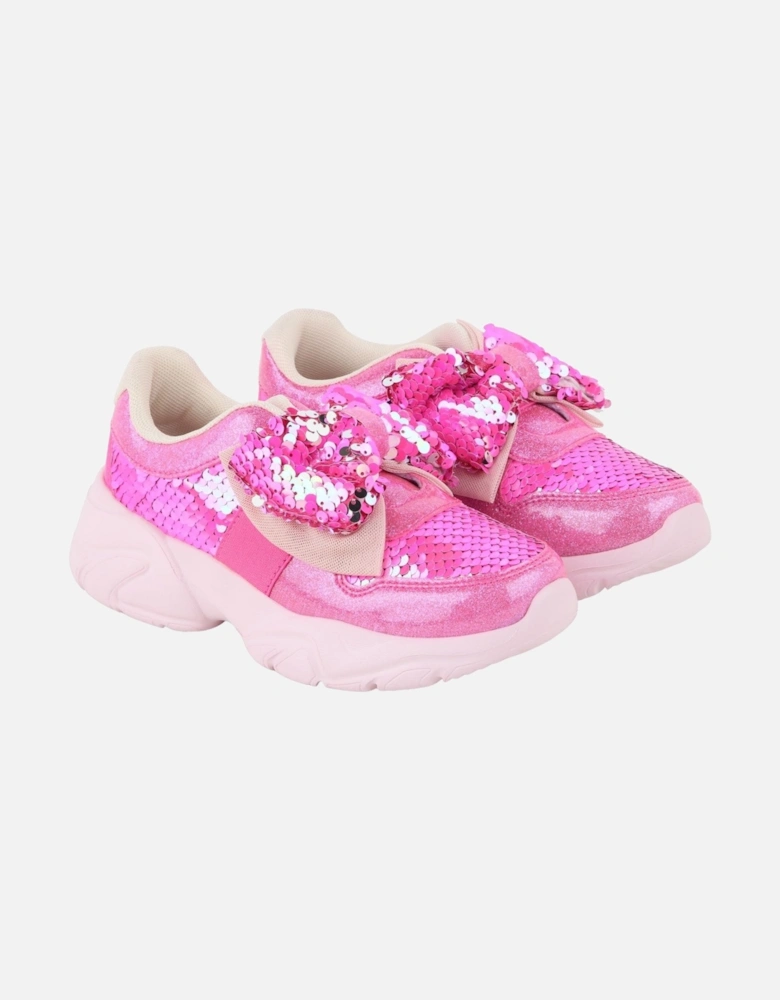 Pink Sequin Bow Trainers