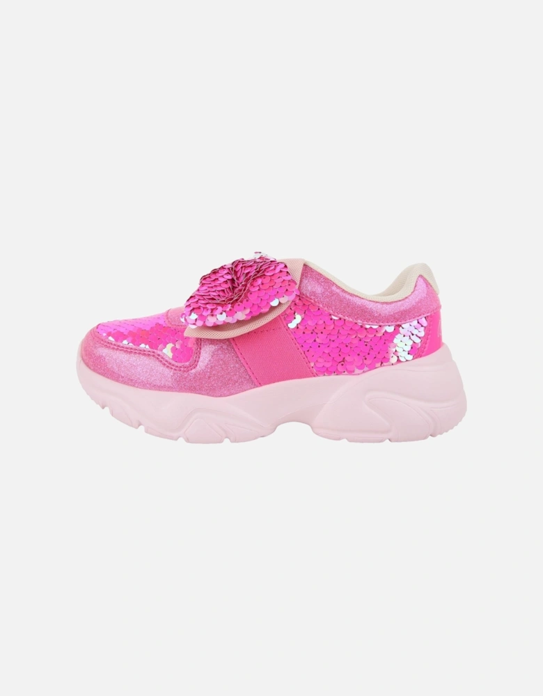 Pink Sequin Bow Trainers