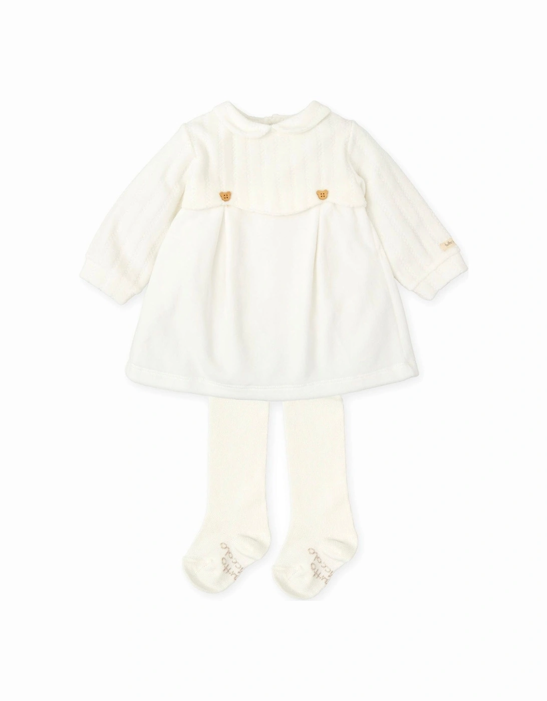 Off White Velour Bear Dress and Tights, 4 of 3