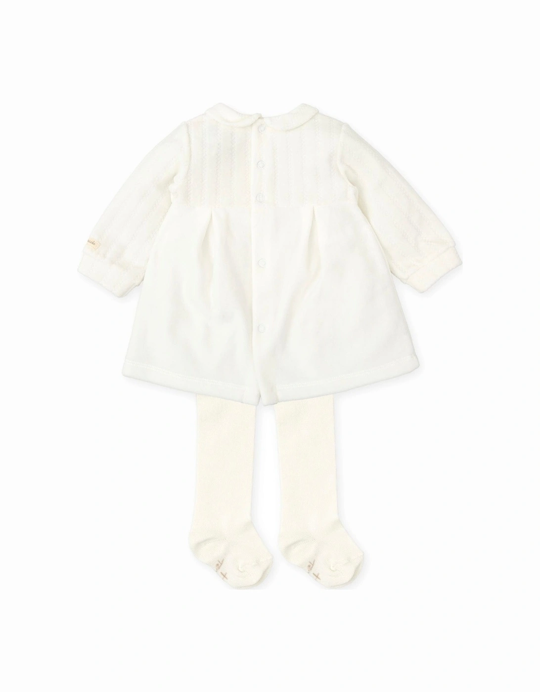 Off White Velour Bear Dress and Tights