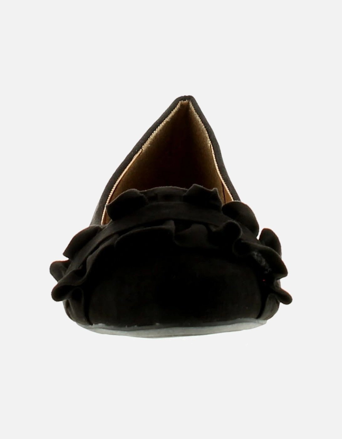 Womens Flat Shoes Ruffle Slip On black UK Size
