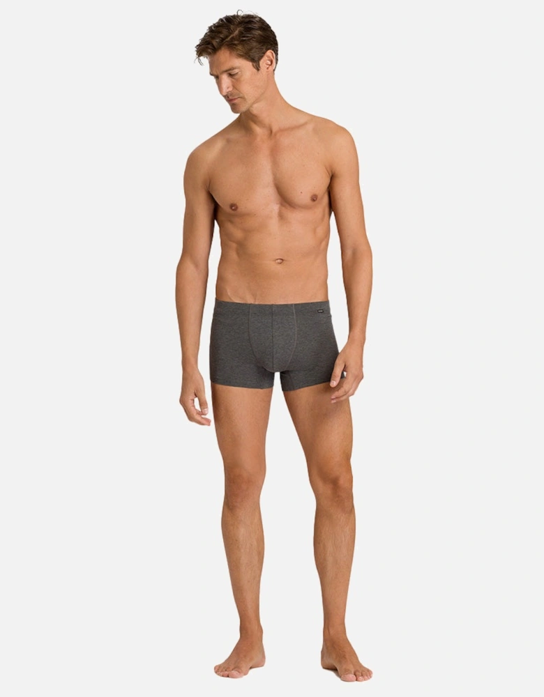 2-Pack Covered Waistband Cotton Essentials Boxer Trunks, Coal Melange