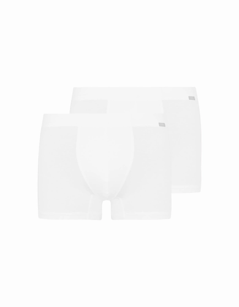 2-Pack Covered Waistband Cotton Essentials Boxer Trunks, White