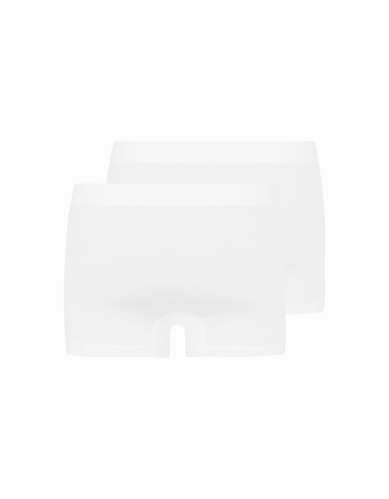 2-Pack Covered Waistband Cotton Essentials Boxer Trunks, White