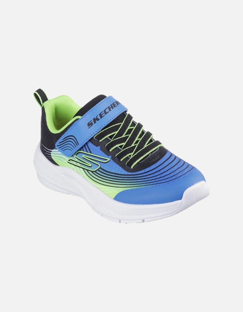 Boys' Microspec Advance Lightweight Gore & Strap Sneaker Blue/Lime