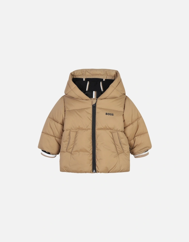 Tan Logo Padded Coat