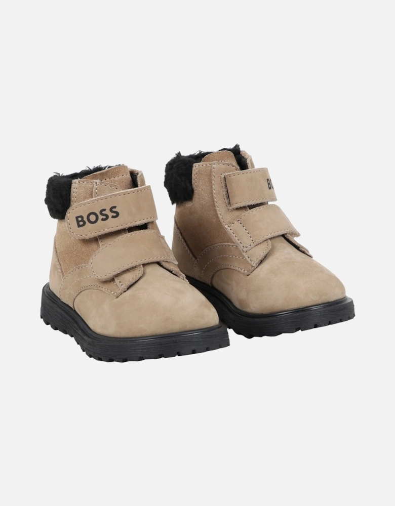 Tan Logo Suede Boots