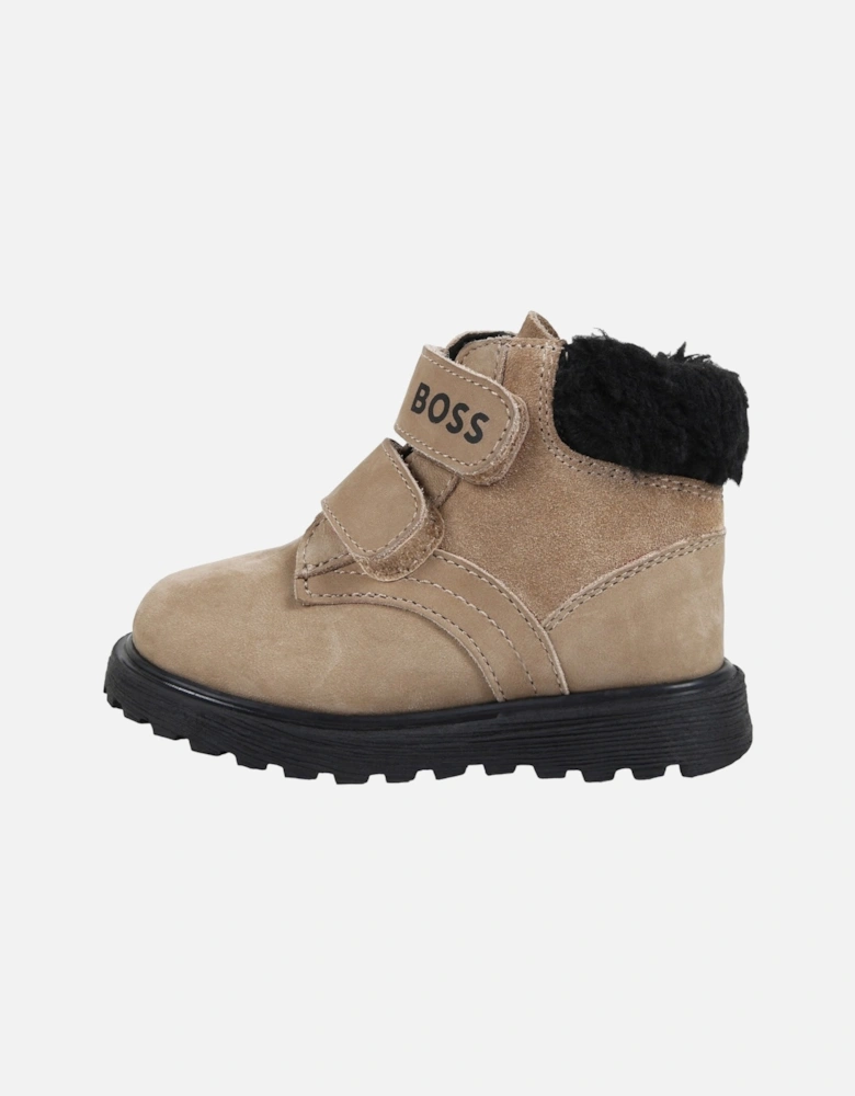 Tan Logo Suede Boots