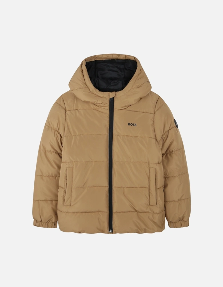 Tan Logo Padded Coat