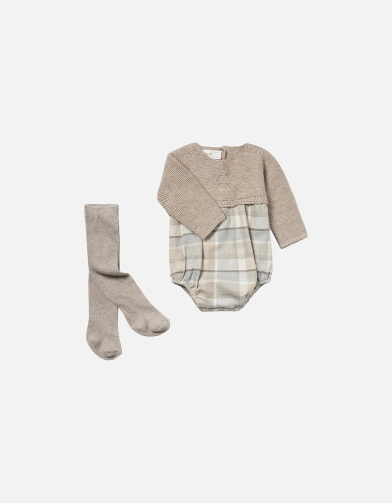 Beige Knit Romper and Tights