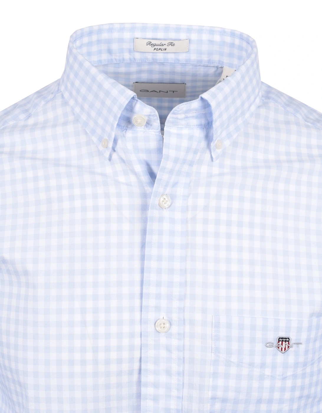 Reg Poplin Gingham Shirt Light Blue