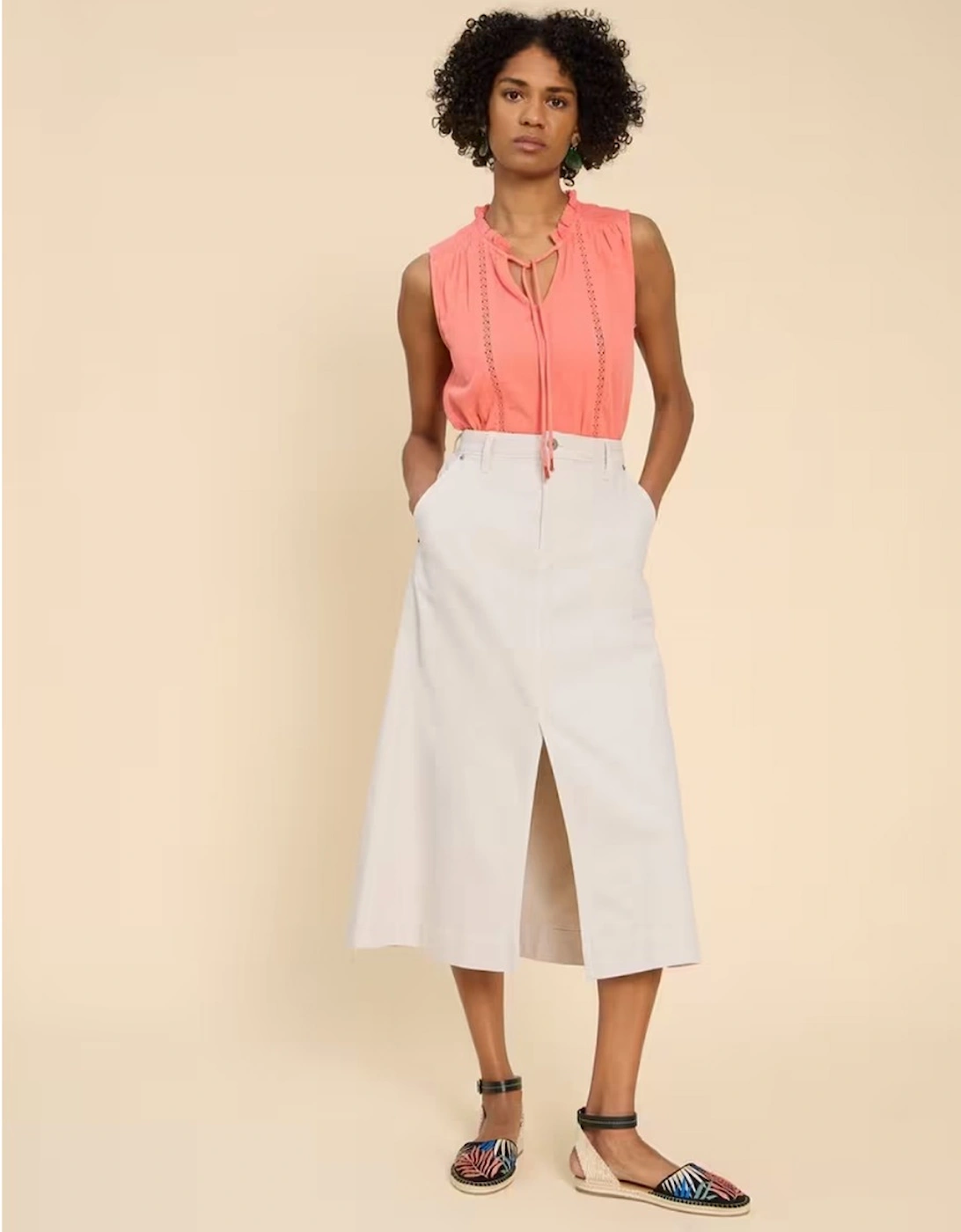 Women's Allie Denim Midi Skirt Light Natural