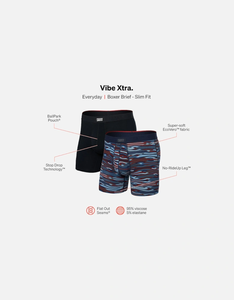 2-Pack Vibe Xtra Super Soft Boxer Briefs, Black/Blue