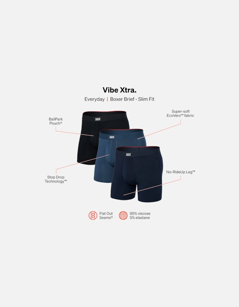 3-Pack Vibe Xtra Super Soft Boxer Briefs, Denim/Navy/Black