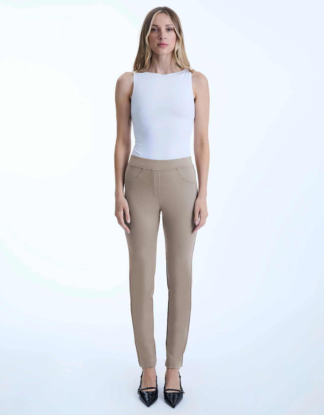 James Lakeland Women's Beige Cigarette Trousers - Tan - Size: 10